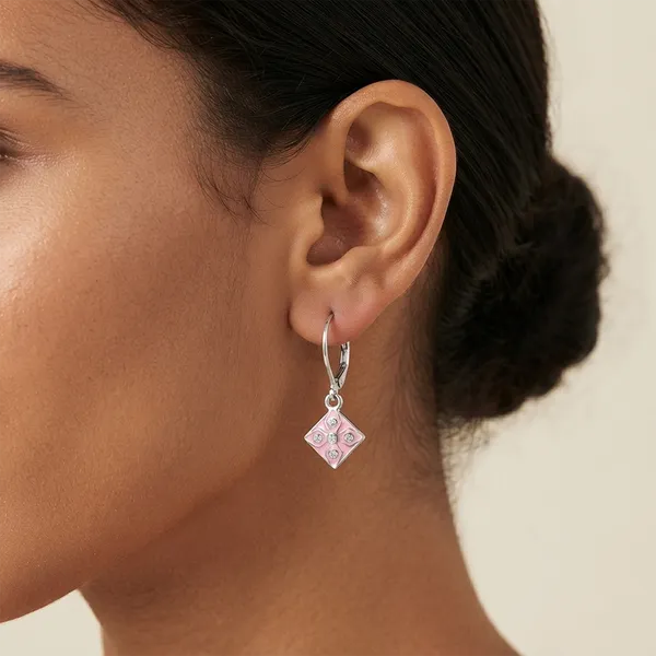 The99jewel_Stylish_Wear_Silver_Plated_Austrian_Stone_Square_Shape_Hoop_Earrings_Pink