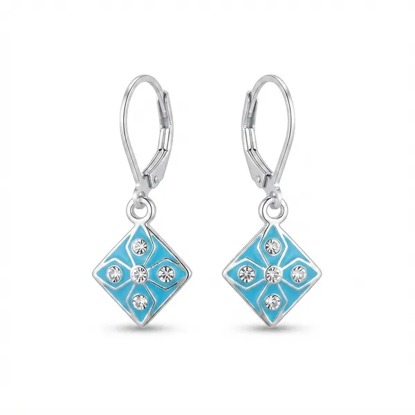 The99jewel_Stylish_Wear_Silver_Plated_Austrian_Stone_Square_Shape_Hoop_Earrings_Light_Blue