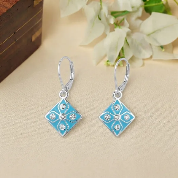 The99jewel_Stylish_Wear_Silver_Plated_Austrian_Stone_Square_Shape_Hoop_Earrings_Light_Blue