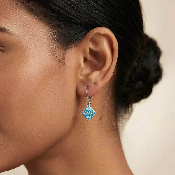 The99jewel_Stylish_Wear_Silver_Plated_Austrian_Stone_Square_Shape_Hoop_Earrings_Light_Blue