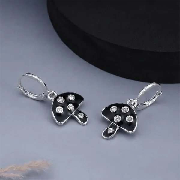 The99jewel_Contemporary_Silver_Plated_Austrian_Stone_Hoop_Earrings_For_Women_Black