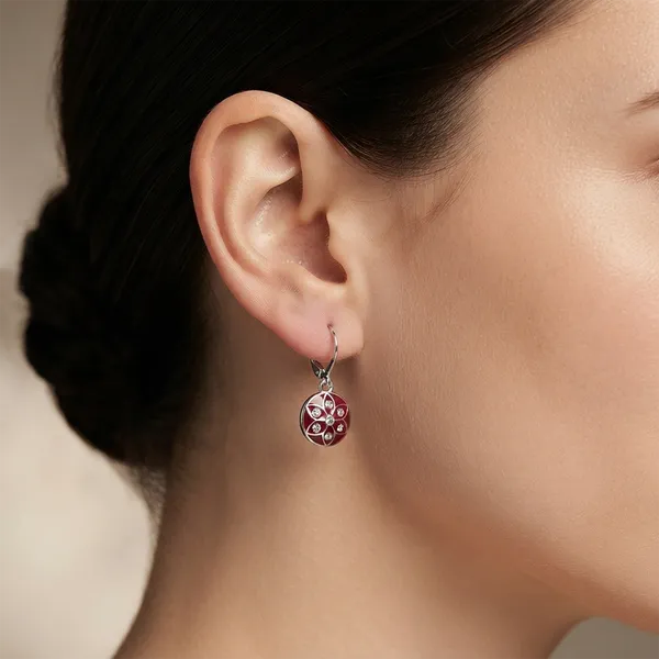 The99jewel_Chic_Designer_Silver_Plated_Austrian_Stone_Hoop_Earrings_For_Party_Wear_Red