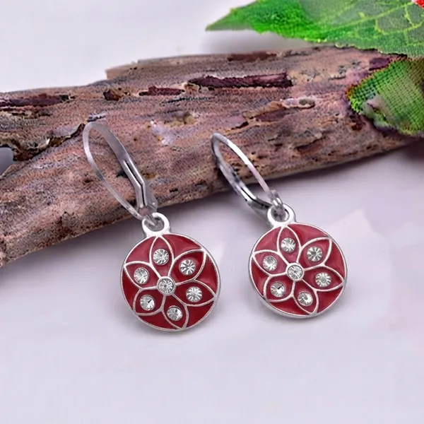 The99jewel_Chic_Designer_Silver_Plated_Austrian_Stone_Hoop_Earrings_For_Party_Wear_Red