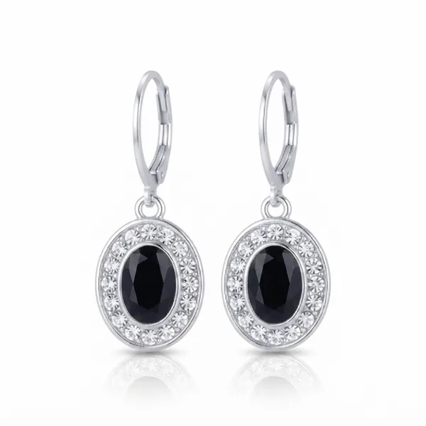 The99jewel_Sparkling_Silver_Plated_Austrian_Stone_Fashion_Hoop_Earrings_Black