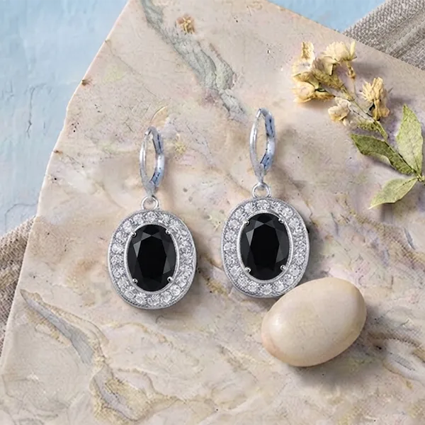 The99jewel_Sparkling_Silver_Plated_Austrian_Stone_Fashion_Hoop_Earrings_Black