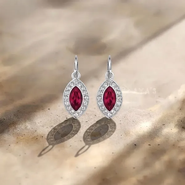 The99jewel_Modern_Silver_Plated_Austrian_Stone_Hoop_Earrings_For_Women_Maroon
