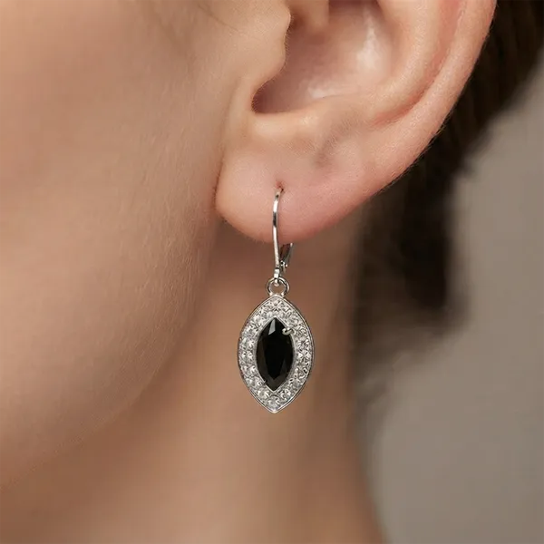 The99jewel_Modern_Silver_Plated_Austrian_Stone_Hoop_Earrings_For_Women_Black