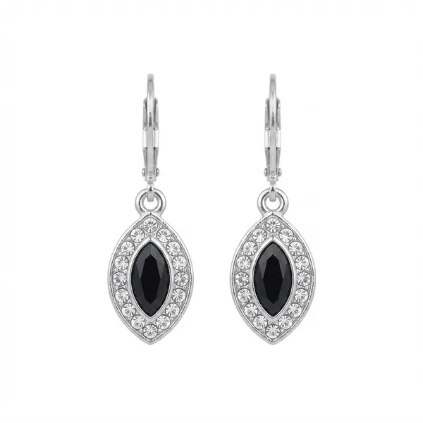 The99jewel_Modern_Silver_Plated_Austrian_Stone_Hoop_Earrings_For_Women_Black