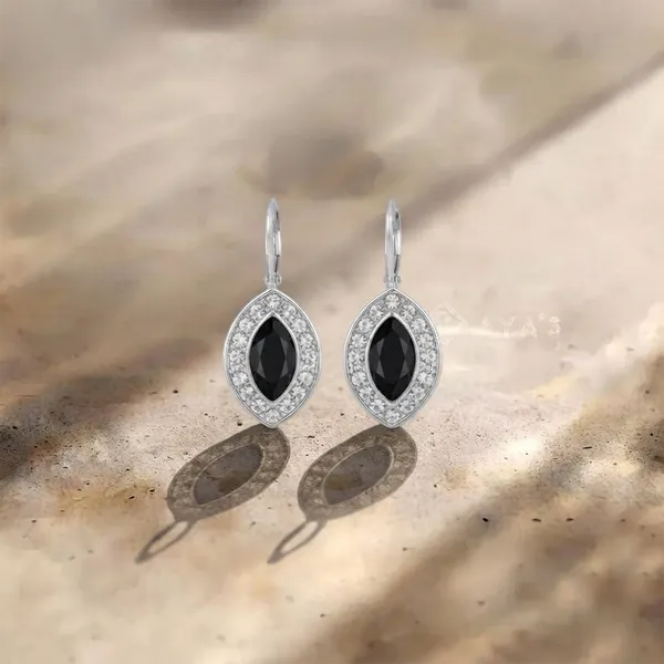 The99jewel_Modern_Silver_Plated_Austrian_Stone_Hoop_Earrings_For_Women_Black