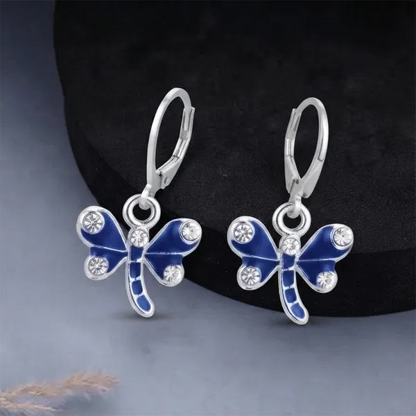 The99jewel_Elegant_Silver_Plated_Austrian_Stone_Hoop_Earrings_Blue