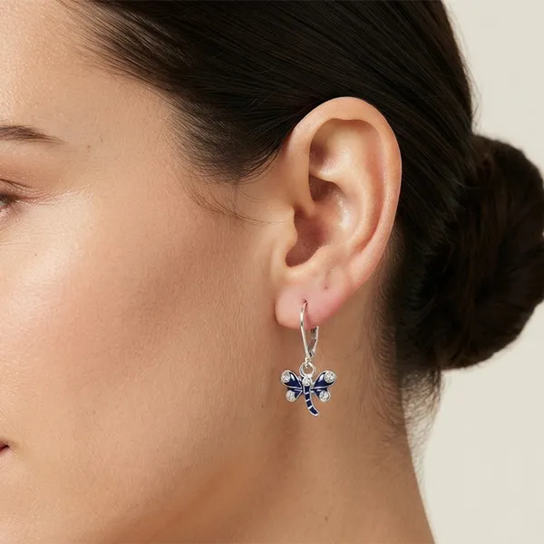 The99jewel_Elegant_Silver_Plated_Austrian_Stone_Hoop_Earrings_Blue