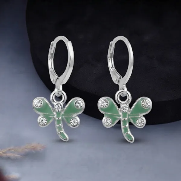 The99jewel_Elegant_Silver_Plated_Austrian_Stone_Hoop_Earrings_Mint_Green