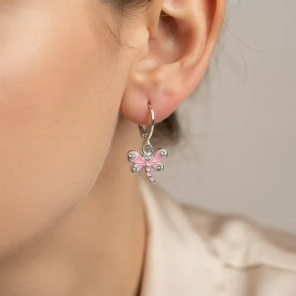 The99jewel_Elegant_Silver_Plated_Austrian_Stone_Hoop_Earrings_Pink