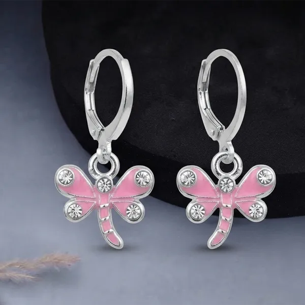 The99jewel_Elegant_Silver_Plated_Austrian_Stone_Hoop_Earrings_Pink
