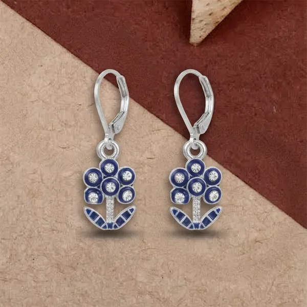 The99jewel_Elegant_Silver_Plated_Austrian_Stone_Hoop_Earrings_Blue