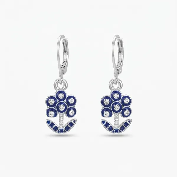 The99jewel_Elegant_Silver_Plated_Austrian_Stone_Hoop_Earrings_Blue