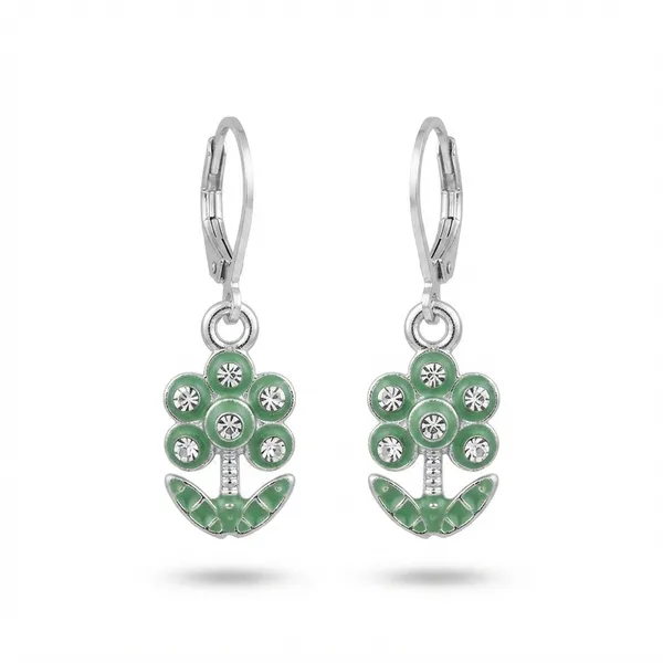The99jewel_Elegant_Silver_Plated_Austrian_Stone_Hoop_Earrings_Mint_Green