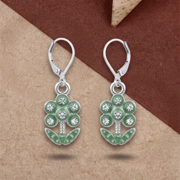 The99jewel_Elegant_Silver_Plated_Austrian_Stone_Hoop_Earrings_Mint_Green