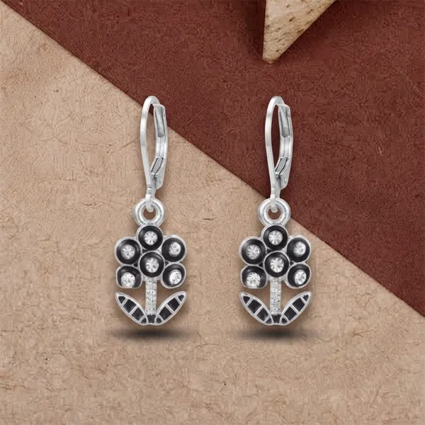 The99jewel_Elegant_Silver_Plated_Austrian_Stone_Hoop_Earrings_Black