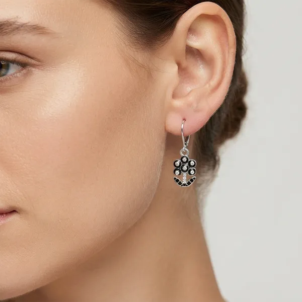 The99jewel_Elegant_Silver_Plated_Austrian_Stone_Hoop_Earrings_Black