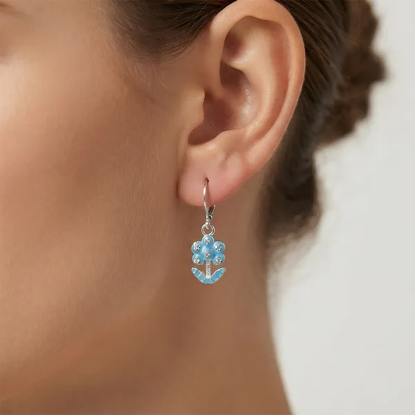 The99jewel_Elegant_Silver_Plated_Austrian_Stone_Hoop_Earrings_Light_Blue