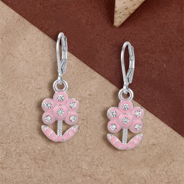 The99jewel_Elegant_Silver_Plated_Austrian_Stone_Hoop_Earrings_Light_Pink