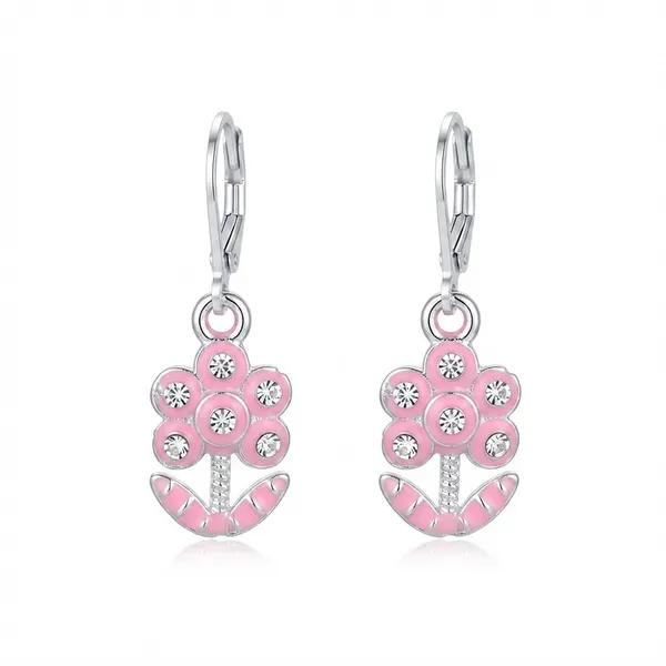 The99jewel_Elegant_Silver_Plated_Austrian_Stone_Hoop_Earrings_Light_Pink