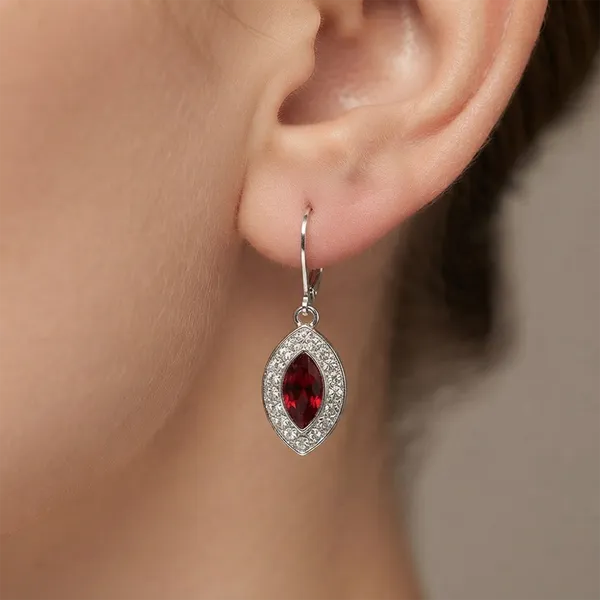 The99jewel_Elegant_Silver_Plated_Austrian_Stone_Hoop_Earrings_Red