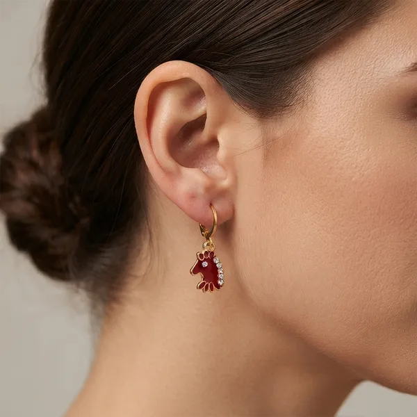 The99jewel_Fashion_Gold_Plated_Hoop_Earrings_For_Girls_Women_Red