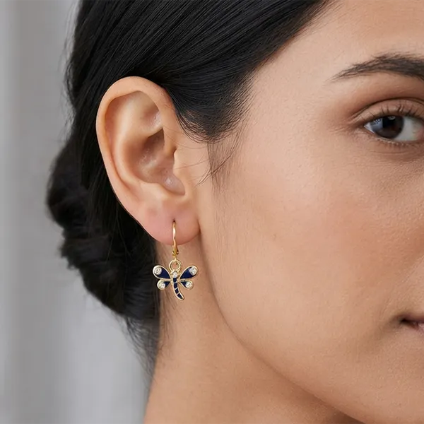 The99jewel_Dazzling_Gold_Plated_Dragonfly_Shape_Hoop_Earrings_Blue