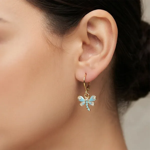 The99jewel_Dazzling_Gold_Plated_Dragonfly_Shape_Hoop_Earrings_Light_Blue