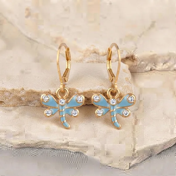 The99jewel_Dazzling_Gold_Plated_Dragonfly_Shape_Hoop_Earrings_Light_Blue