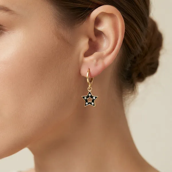 The99jewel_Exclusive_Gold_Plated_Austrian_Stone_Star_Shape_Designer_Earrings_Black