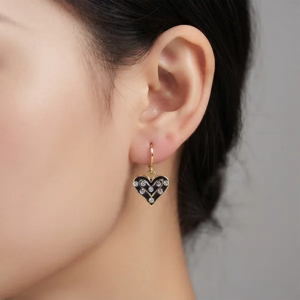 The99jewel_Graceful_Gold_Plated_Austrian_Stone_Hoop_Earrings_Black