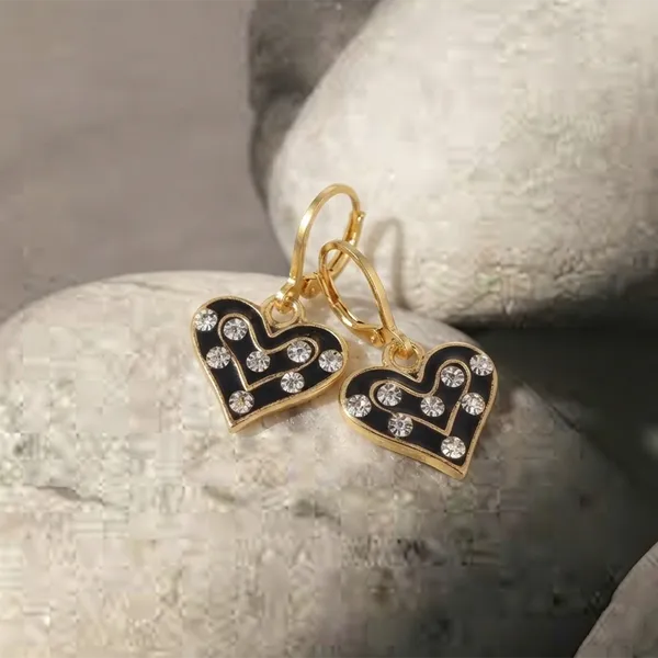 The99jewel_Graceful_Gold_Plated_Austrian_Stone_Hoop_Earrings_Black