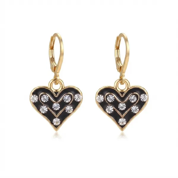 The99jewel_Graceful_Gold_Plated_Austrian_Stone_Hoop_Earrings_Black