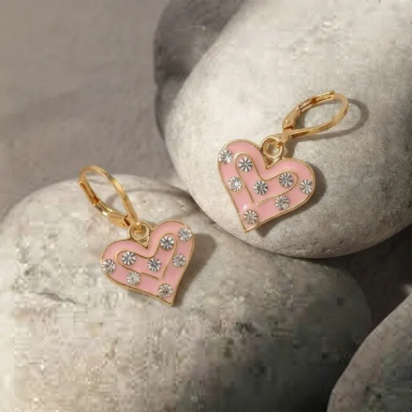 The99jewel_Graceful_Gold_Plated_Austrian_Stone_Hoop_Earrings_Pink