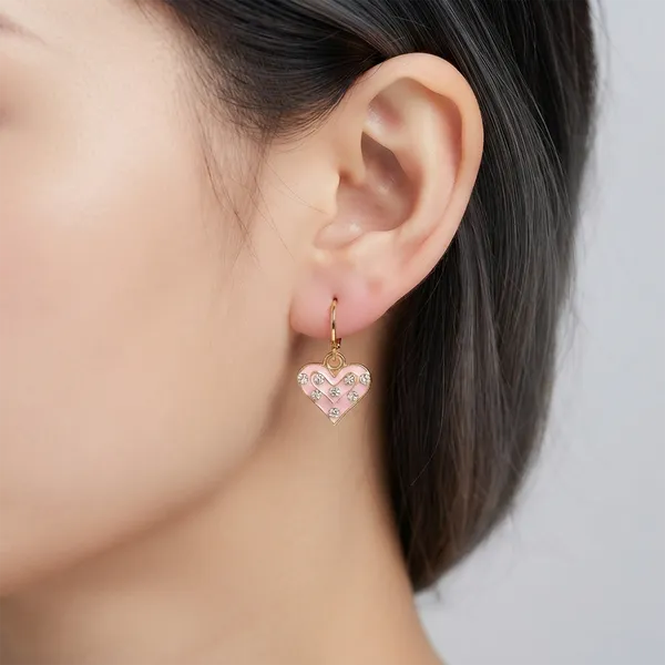 The99jewel_Graceful_Gold_Plated_Austrian_Stone_Hoop_Earrings_Pink
