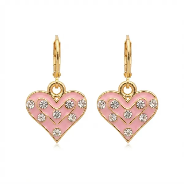 The99jewel_Graceful_Gold_Plated_Austrian_Stone_Hoop_Earrings_Pink