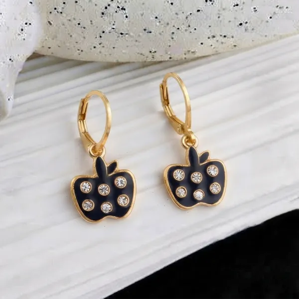 The99jewel_Trendy_Gold_Plated_Austrian_Stone_Party_Wear_Hoop_Earrings_Black