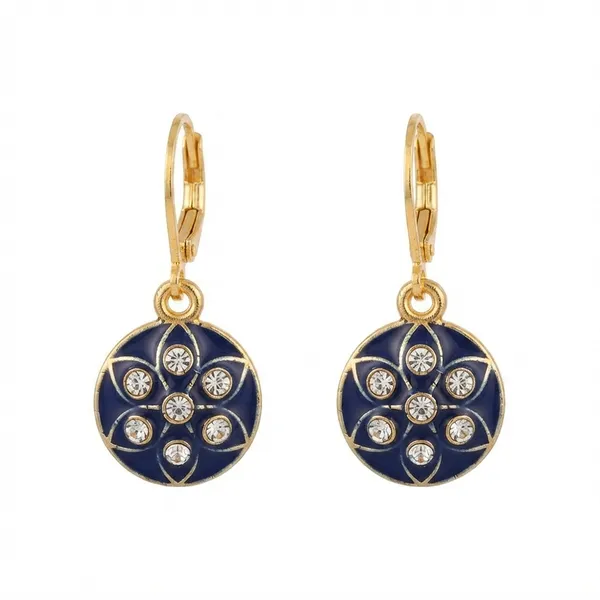 The99jewel_Glamorous_Gold_Plated_Floral_Design_Hoop_Earrings_Blue