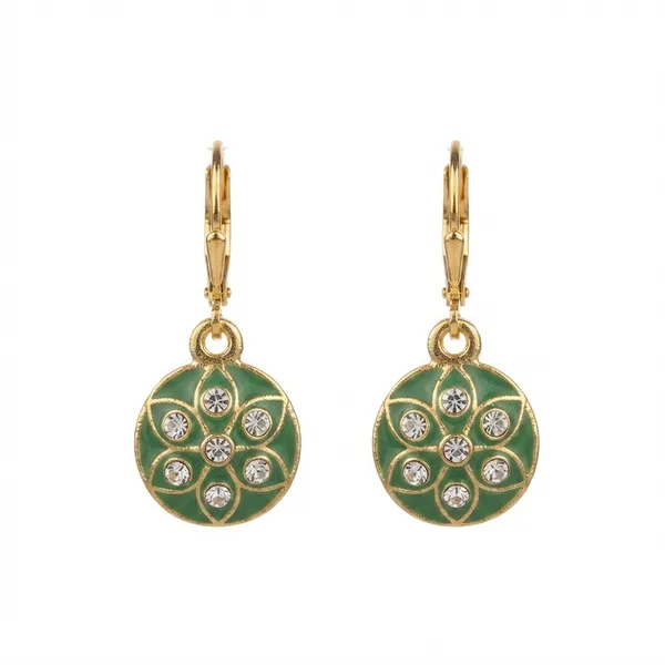 The99jewel_Glamorous_Gold_Plated_Floral_Design_Hoop_Earrings_Mint_Green