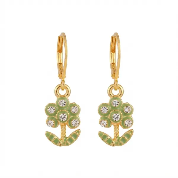 The99jewel_Glamorous_Gold_Plated_Floral_Design_Hoop_Earrings_Mint_Green