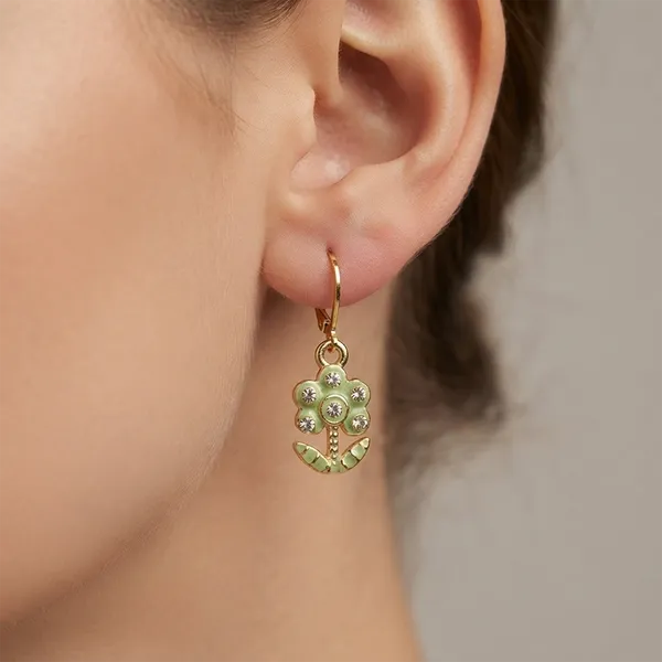 The99jewel_Glamorous_Gold_Plated_Floral_Design_Hoop_Earrings_Mint_Green
