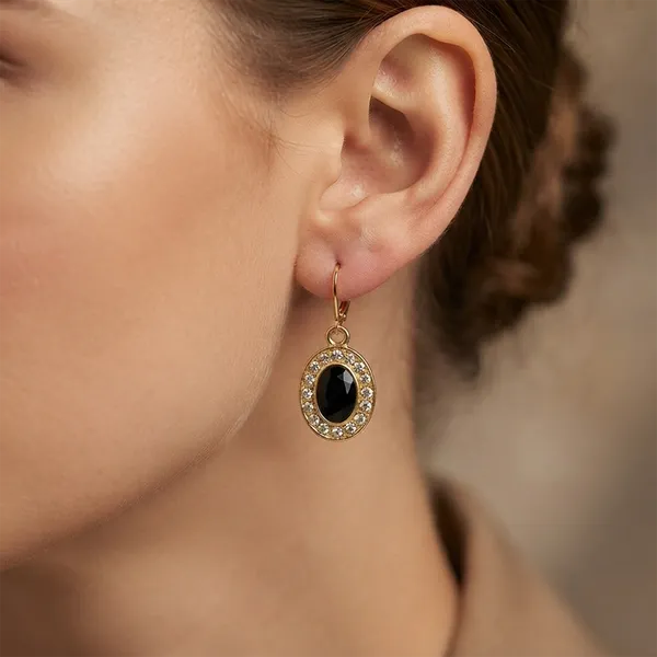 The99jewel_Glamorous_Gold_Plated_Crystal_And_Austrian_Stone_Hoop_Earrings_Black
