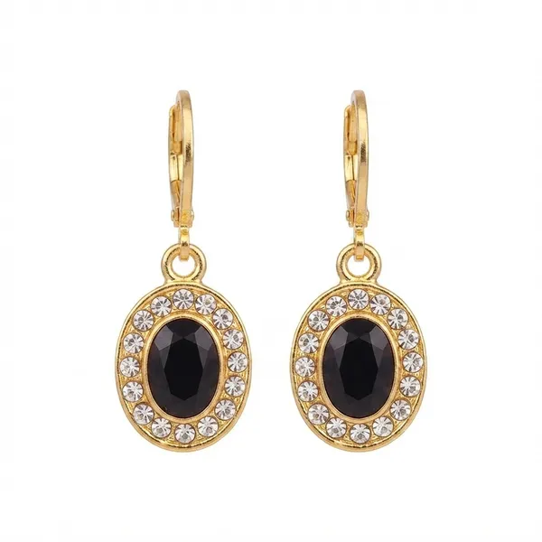 The99jewel_Glamorous_Gold_Plated_Crystal_And_Austrian_Stone_Hoop_Earrings_Black