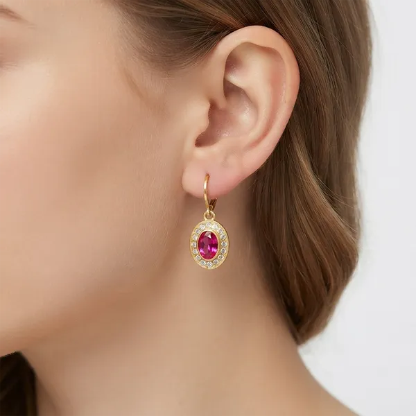 The99jewel_Glamorous_Gold_Plated_Crystal_And_Austrian_Stone_Hoop_Earrings_Pink