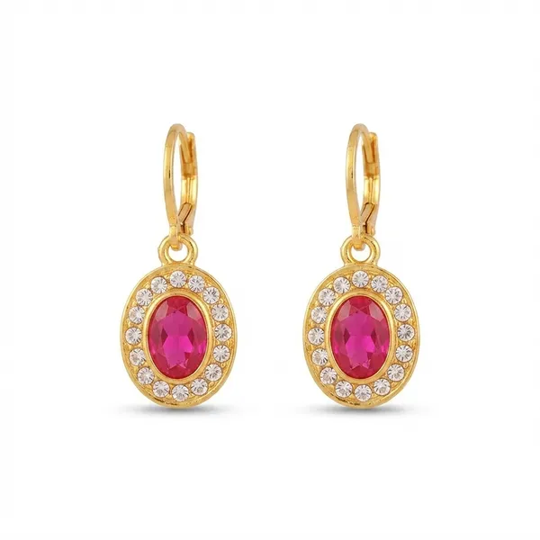 The99jewel_Glamorous_Gold_Plated_Crystal_And_Austrian_Stone_Hoop_Earrings_Pink