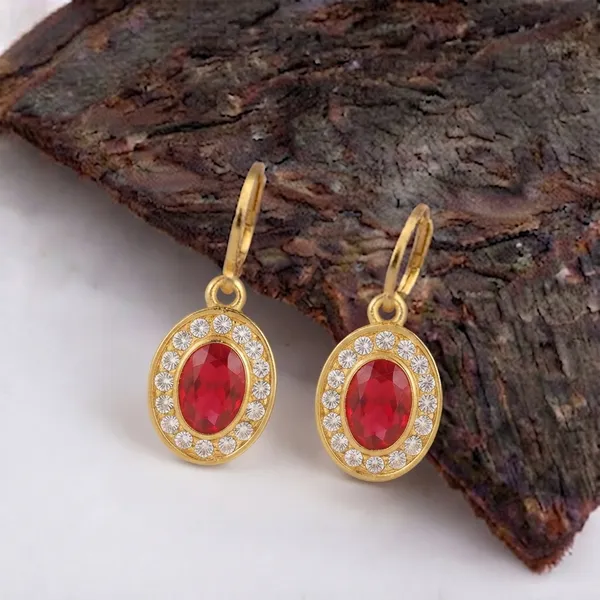 The99jewel_Glamorous_Gold_Plated_Crystal_And_Austrian_Stone_Hoop_Earrings_Red
