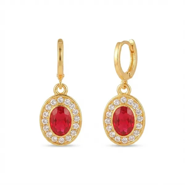The99jewel_Glamorous_Gold_Plated_Crystal_And_Austrian_Stone_Hoop_Earrings_Red
